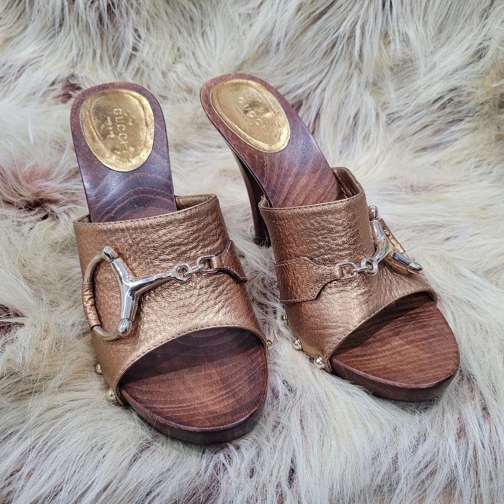 Gucci Hasler Horsebit Accent Leather Slides Mules NEW - Picture 5 of 5